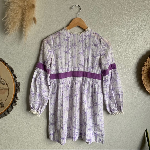 Vintage 60s Kids Floral Boho Dress - Picture 2 of 13